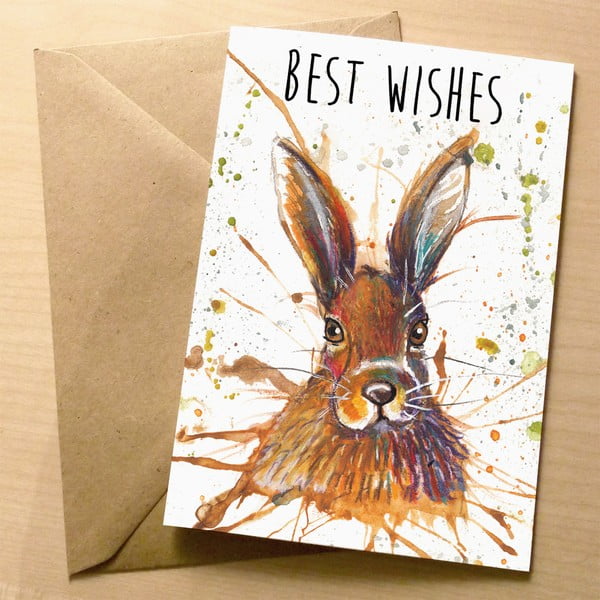 Přáníčko Wraptious Splatter Hare Best Wishes