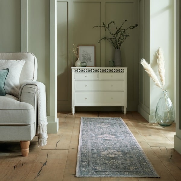 Zelený pratelný běhoun s příměsí recyklovaných vláken 60x230 cm Windsor – Flair Rugs-image-1