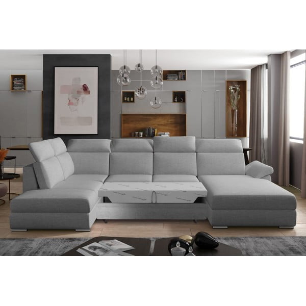 Světle šedá rozkládací rohová pohovka (levý roh/do "U") Evanell – ELTAP-image-2