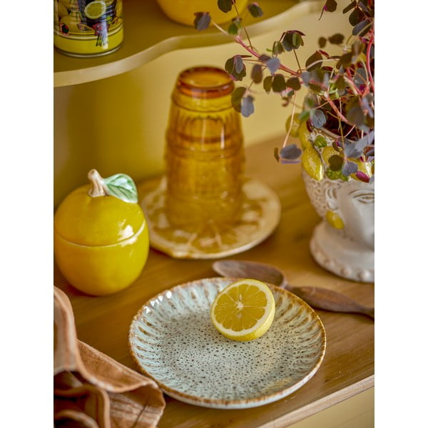 Modrý/béžový servírovací talíř z kameniny ø 17 cm Fleur – Bloomingville-image-1