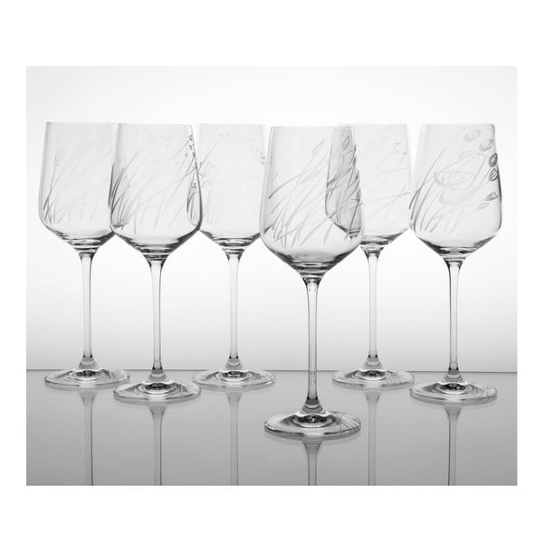 Ateliér Žampach, set 6 ks skleniček na bílé víno Traviny nahoru