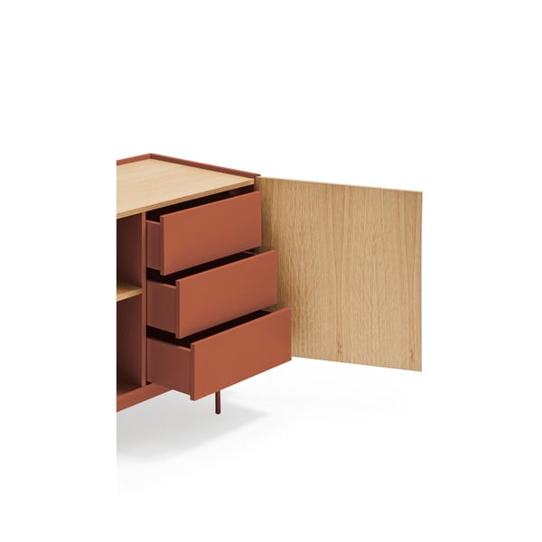 Nízká komoda v dekoru dubu v cihlovo-přírodní barvě 130x78 cm Otto – Teulat-image-4