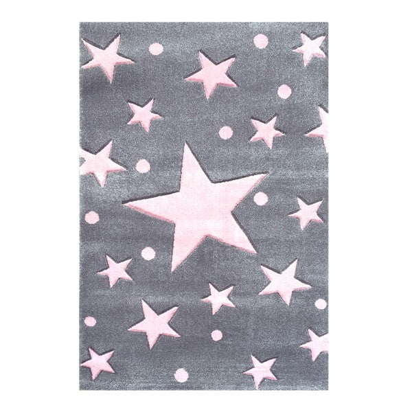 Šedorůžový dětský koberec Happy Rugs Star Constellation, 80 x 150 cm