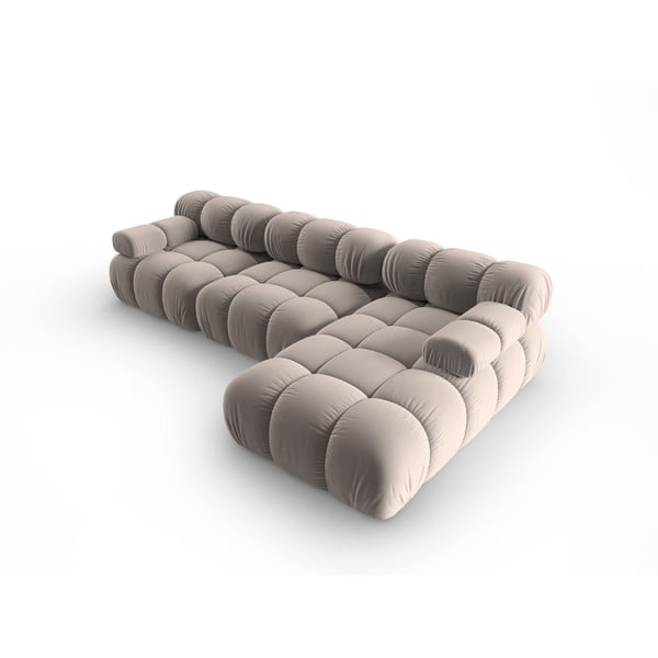 Světle hnědá sametová modulární rohová pohovka (pravý roh) Bellis – Micadoni -image-4