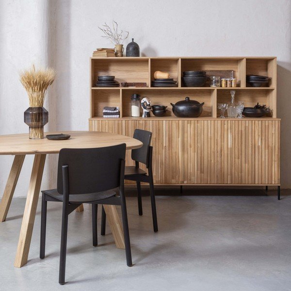 Knihovna v dekoru dubu v přírodní barvě 200x150x44 cm Gravure – WOOOD-image-1