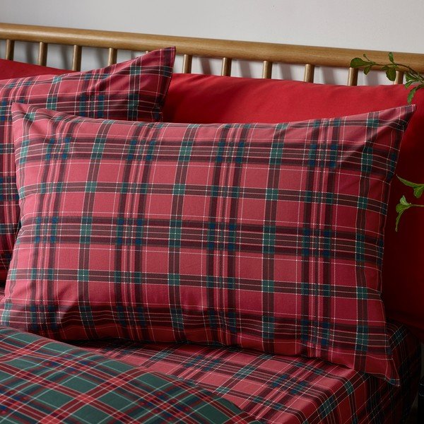 Červené/tmavě zelené povlečení na dvoulůžko 230x220 cm Tartan Check – Catherine Lansfield-image-3