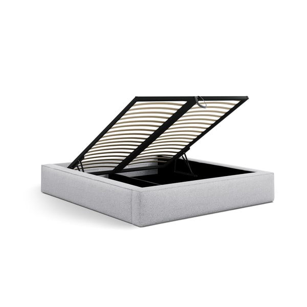 Světle šedá čalouněná dvoulůžková postel s úložným prostorem s roštem 140x200 cm Simon Darren – Micadoni -image-4