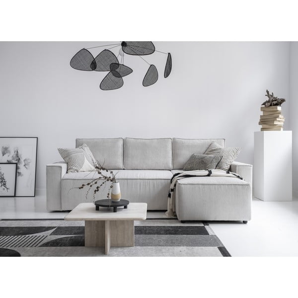 Bílá manšestrová rozkládací rohová pohovka (variabilní) Brave Dave – Miuform-image-1