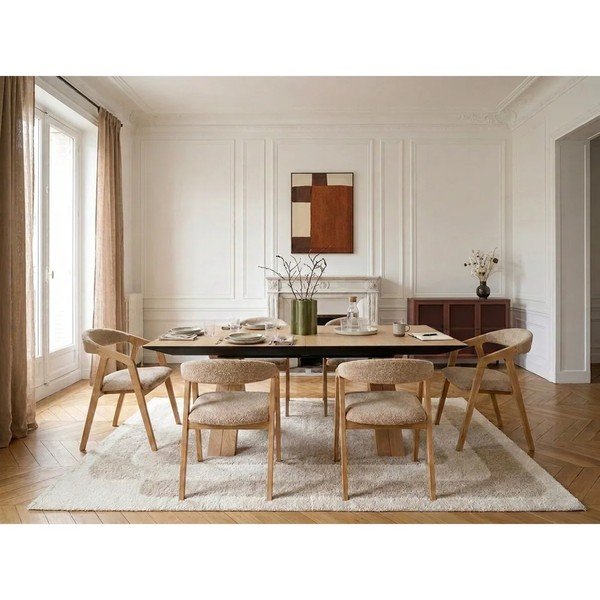 Rozkládací jídelní stůl s přídavnou deskou s deskou v dubovém dekoru 100x160 cm Martha – Bobochic Paris-image-1