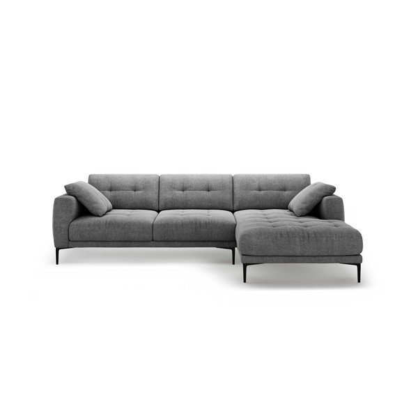 Šedá rohová pohovka (pravý roh/s lenoškou) Bemy – Micadoni 