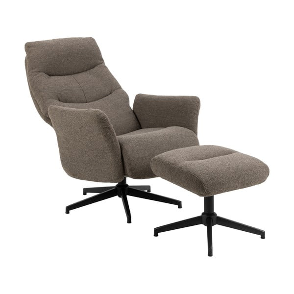 Šedo-hnědé relaxační křeslo z textilie bouclé London – Actona-image-3