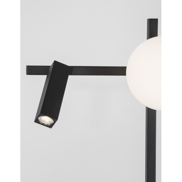 Bílá/černá kovová LED stojací lampa s ohybatelnou konstrukcí se skleněným stínidlem (výška 150 cm) Joline – Nova Luce-image-3