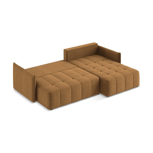 Rozkládací/s úložným prostorem rohová pohovka v terakotové barvě (pravý roh/s lenoškou) Moku – Makamii-image-4