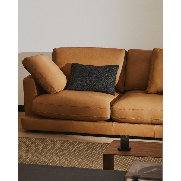 Hnědá kožená pohovka 210 cm Gala – Kave Home-image-3