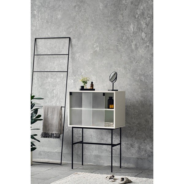 Šedobéžová vitrína s posuvnými dveřmi 70x109x40 cm Lekko – noo.ma-image-1