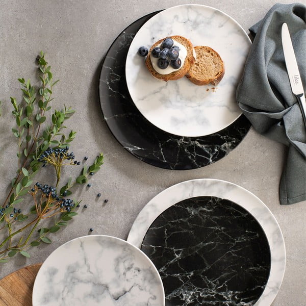 Černo-bílý porcelánový talíř Villeroy & Boch Marmory, ø 27 cm-image-2