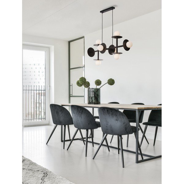 Bílé/černé kovové závěsné svítidlo se skleněným stínidlem Pielo – Nova Luce-image-1
