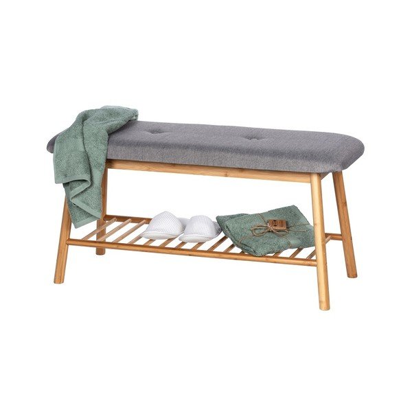 Šedo-hnědý bambusový botník s lavicí Bahari – Wenko-image-3