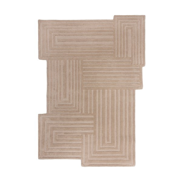 Béžový ručně tkaný vlněný koberec 120x170 cm Zen Rectangles – Flair Rugs