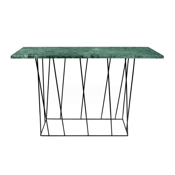 Zelený mramorový konzolový stolek s černými nohami TemaHome Helix, 40 x 120 cm