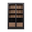 Vitrína z borovicového dřeva s posuvnými dveřmi v černo-přírodní barvě 125x200 cm James – WOOOD