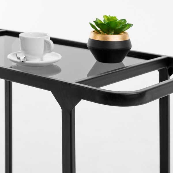 Černý kovový pojízdný vozík Kave Home Duilia-image-3