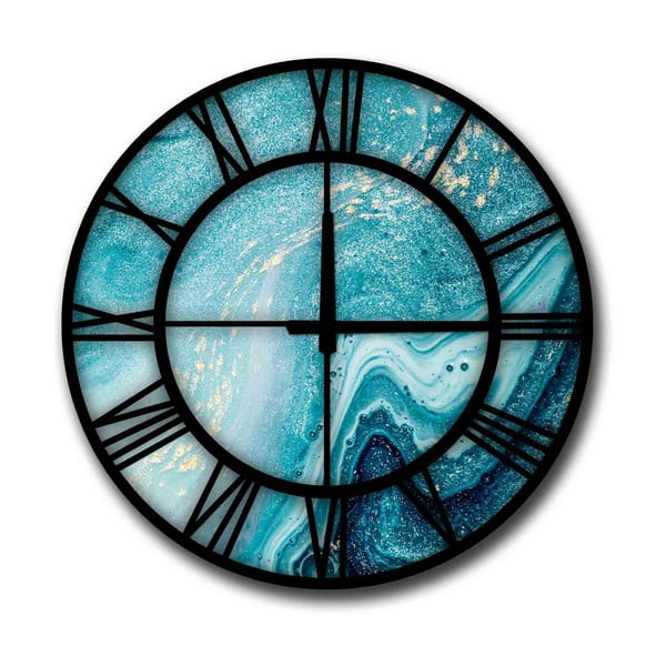 Modré nástěnné hodiny HomeArt Glamour, ø 50 cm