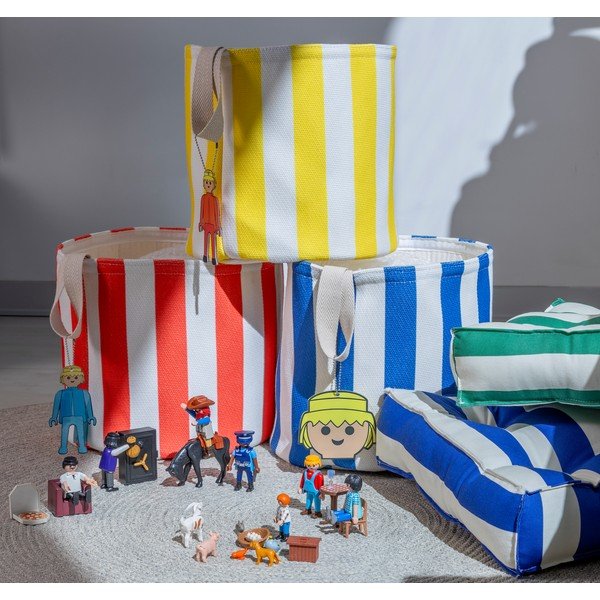 Červený látkový dětský koš na hračky ø 30x28 cm Stripes – Playmobil-image-1