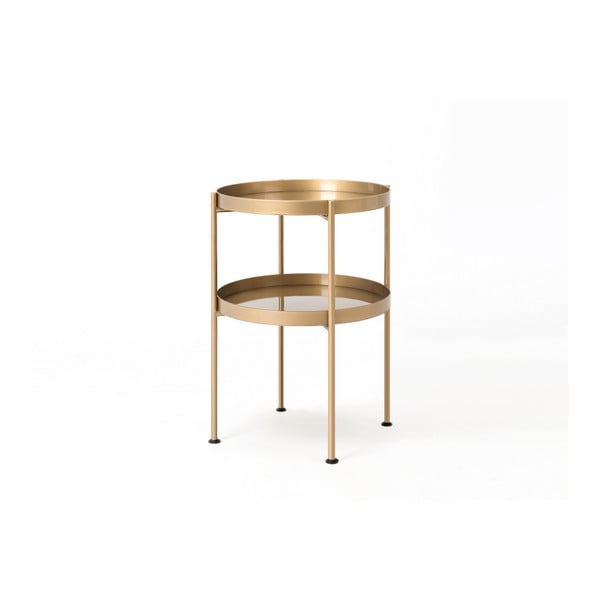 Příruční ocelový s policí stolek ve zlaté barvě Custom Form Hanna, ⌀ 40 cm