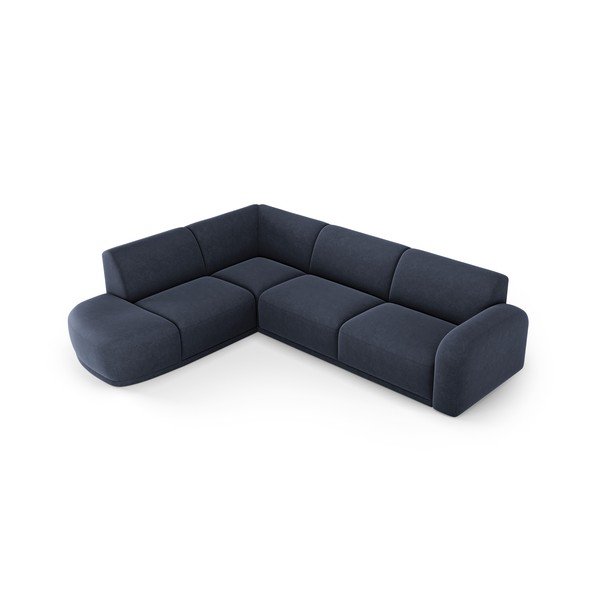 Tmavě modrá sametová rohová pohovka Erin – Micadoni Home-image-4