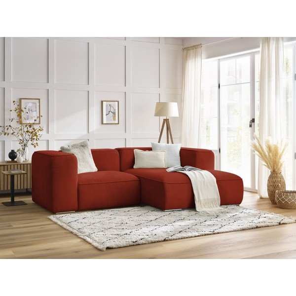 Rohová pohovka z textilie bouclé v cihlové barvě (pravý roh) Zephyr – Bobochic Paris-image-1