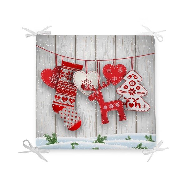 Vánoční podsedák s příměsí bavlny Minimalist Cushion Covers Xmas Symbols, 42 x 42 cm