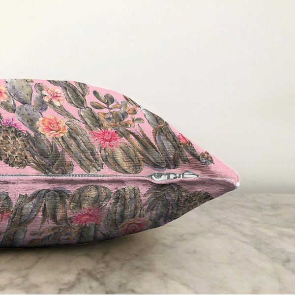 Růžový povlak na polštář s příměsí bavlny Minimalist Cushion Covers Blooming Cactus, 55 x 55 cm-image-1
