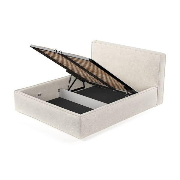 Béžová čalouněná dvoulůžková postel s úložným prostorem s roštem 160x200 cm Lounge L – Maison de Rêve-image-4