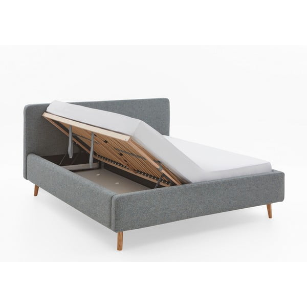 Tmavě šedá čalouněná dvoulůžková postel s úložným prostorem s roštem 180x200 cm Mattis – Meise Möbel-image-2
