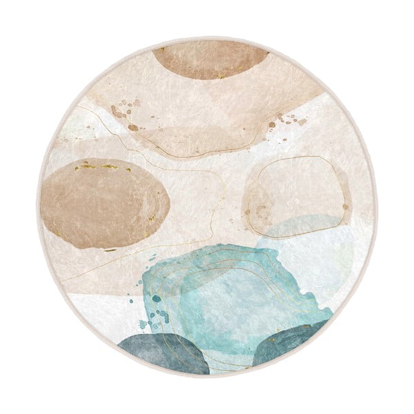 Modro-béžový pratelný kulatý koberec ø 120 cm Puddle – Mila Home