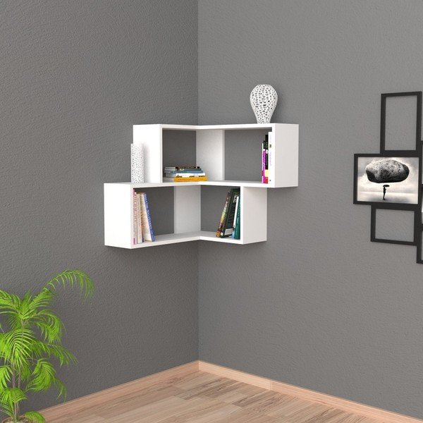 Bílá rohová nástěnná police Corner-image-1