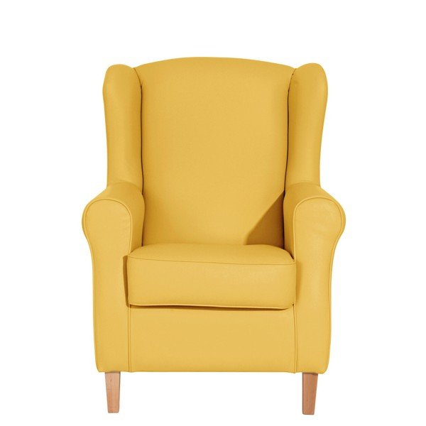 Žluté křeslo ušák z imitace kůže Max Winzer Lorris Corn-image-2