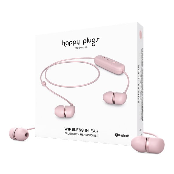 Růžová bezdrátová sluchátka Happy Plugs In-Ear