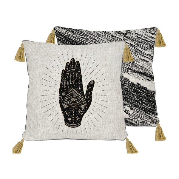 Černo-béžový polštář Madre Selva Hand, 45 x 45 cm-image-1