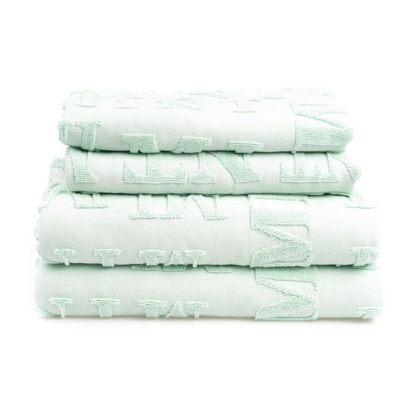 Set 2 zelených ručníků a 2 osušek z bavlny Casa Di Bassi Typo