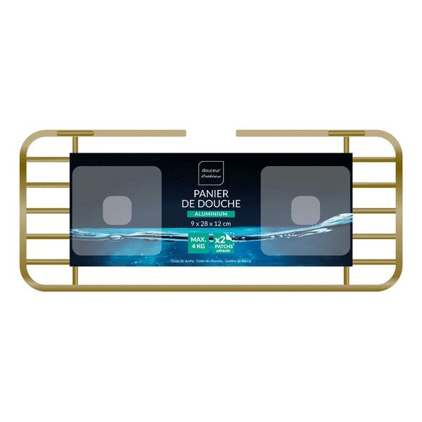 Koupelnová polička bez vrtání/rohová ve zlaté barvě Filaire Aluminium – douceur d'intérieur-image-1