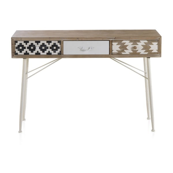 Konzolový stůl s černobílými detaily a třemi šuplíky Geese Rustico Geometric-image-3