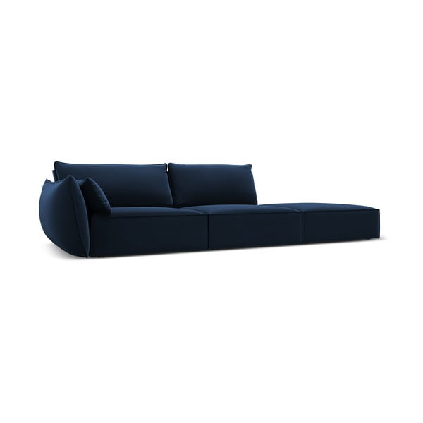 Tmavě modrá sametová pohovka levý roh 264 cm Vanda – Mazzini Sofas-image-2