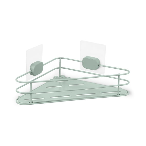 Zelená rohová samodržící kovová koupelnová polička Grena – Compactor-image-2