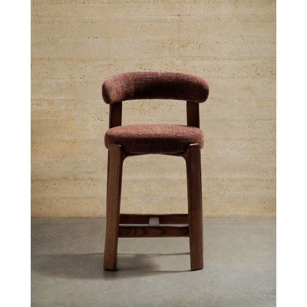 Hnědá/v tmavě přírodní barvě barová židle z jasanového dřeva (výška sedáku 65 cm) Granite – Kave Home-image-2