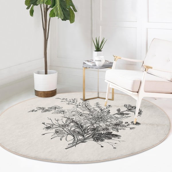 Krémový pratelný kulatý koberec vhodný pro robotické vysavače ø 80 cm Comfort – Mila Home-image-1