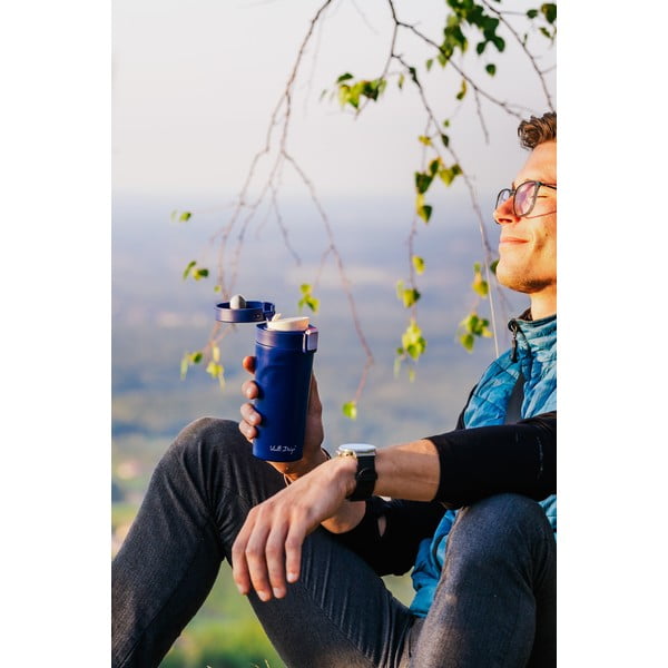Tmavě modrý cestovní termohrnek Vialli Design Fuori, 400 ml-image-4