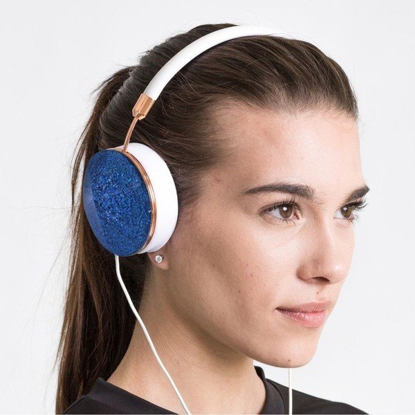 Modro-bílá sluchátka s detaily v barvě růžového zlata Frends Taylor Glitter-image-2