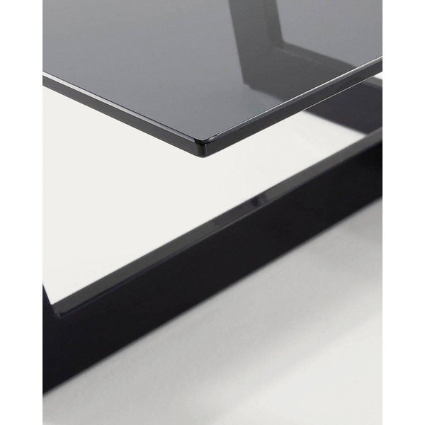 Černý konferenční stolek se skleněnou deskou 70x120 cm Plam – Kave Home-image-4